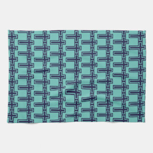 Blue Christian cross different variants Tea Towel