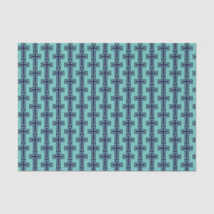 Blue Christian cross different variants Tissue Paper