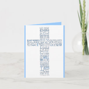 Blue Christian Cross John 14 Sympathy Thank You Card