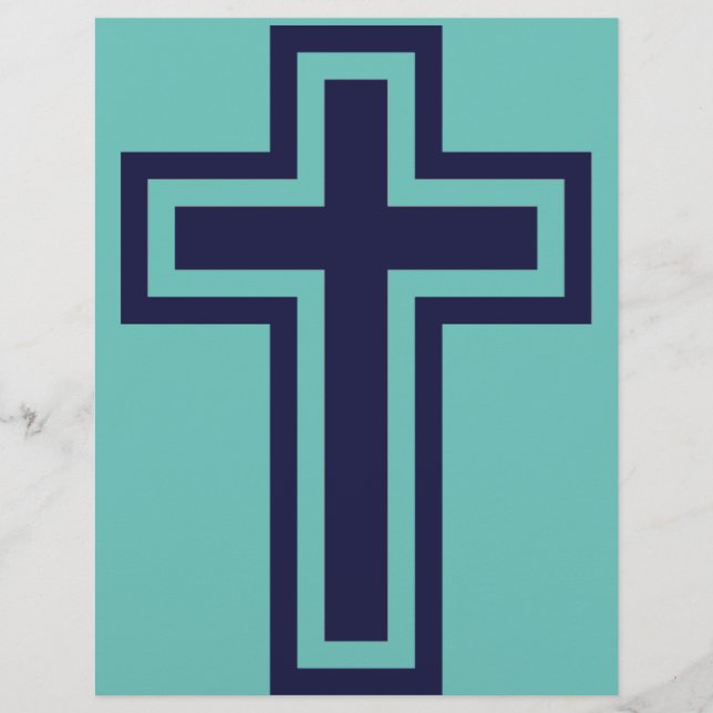 Blue Christian Cross Minimalist Faith Art Flyer (Front)