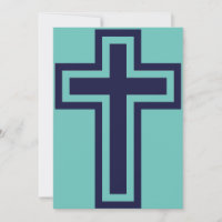 Blue Christian Cross Minimalist Faith Art