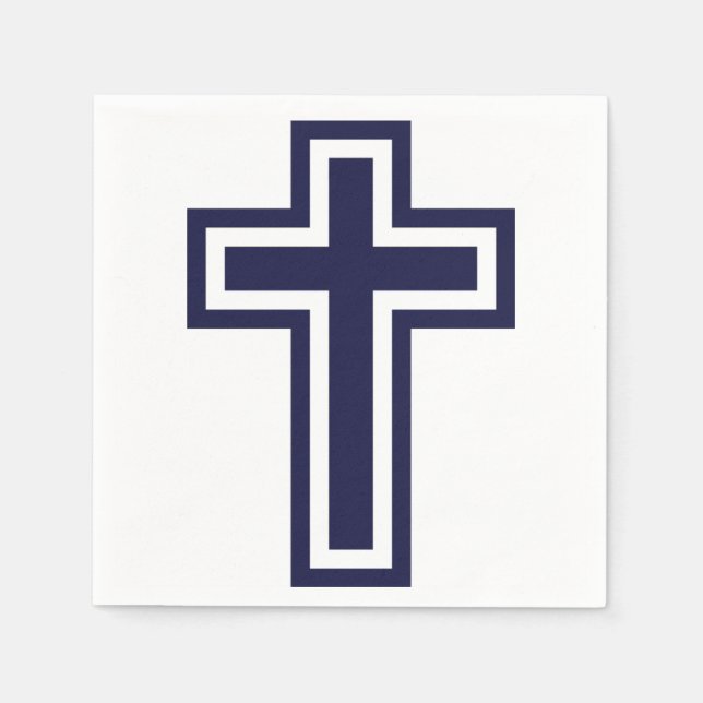Blue Christian Cross Minimalist Faith Art Napkin (Front)