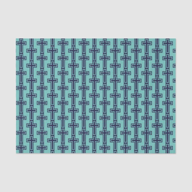 Blue Christian Cross Minimalist Faith Art Tissue Paper (Front)