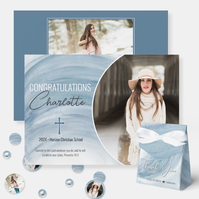 Blue Christian Graduation Photo Announcement (Creator Uploaded)