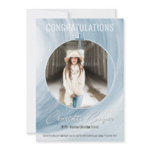 Blue Christian Graduation Photo Invitation