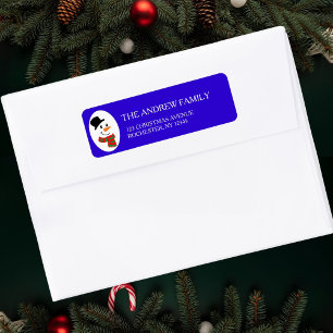 Blue Christmas Adress Return Address Label