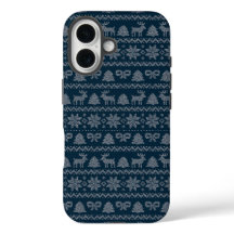 Blue Christmas apple iPhone 16 case