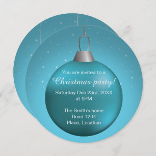 Blue Christmas Ball Invitation