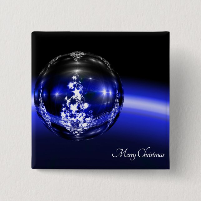 Blue christmas ball stars holidays 15 cm square badge (Front)