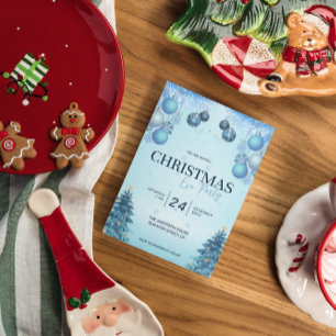 Blue Christmas Balls Christmas   Invitation