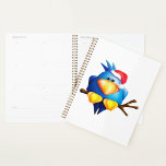 Blue Christmas Bird with Santa Hat Planner<br><div class="desc">Add a touch of whimsy to your planning with our delightful Spiral Planner featuring a charming graphic of a bird perched on a branch, donning a festive Santa hat! This playful design captures the joy of the holiday season, making it perfect for keeping track of your appointments, to-do lists, and...</div>