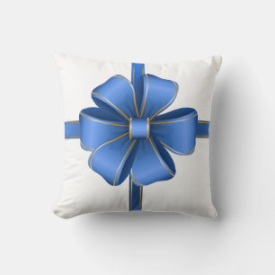 Blue Christmas Bow Cushion
