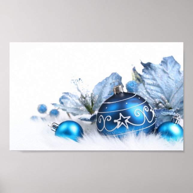 blue christmas bulbs poster (Front)
