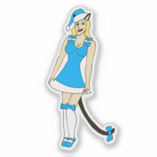 Blue Christmas catgirl