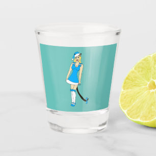 Blue Christmas catgirl Shot Glass