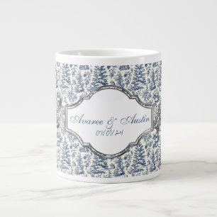 Blue Christmas Chinoiserie Newlyweds Large Coffee Mug