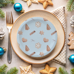 Blue Christmas Cookie Exchange Paper Plate
