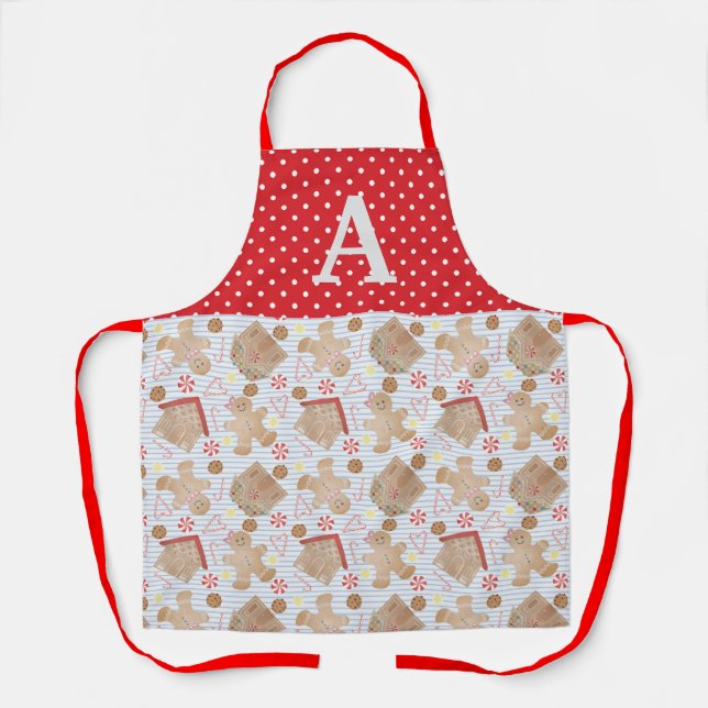 Blue Christmas Cookies Apron, Medium Apron (Front)