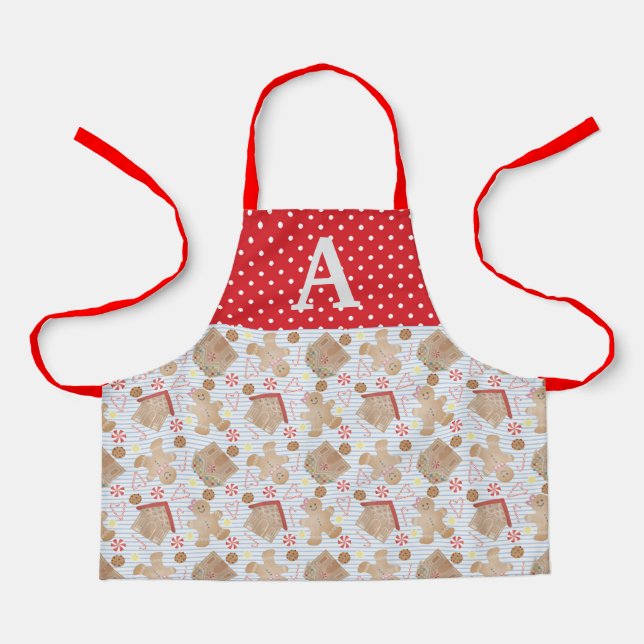 Blue Christmas Cookies Apron, Small Apron (Front)
