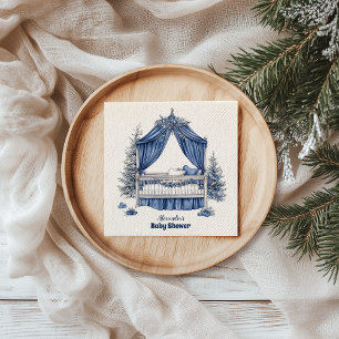 Blue Christmas Crib Baby Shower Napkin