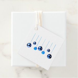Blue Christmas Decoration balls photo with text Favour Tags