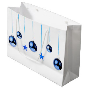 Blue Christmas Decoration balls with text Large Gift Bag