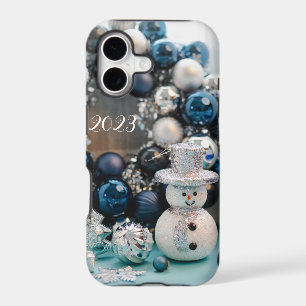 Blue Christmas decorations iPhone case