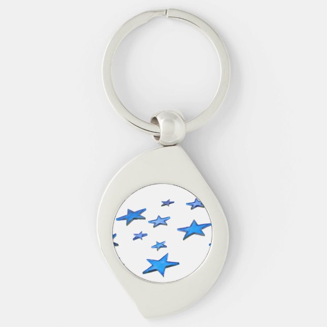 Blue Christmas Decorations Key Ring (Front)
