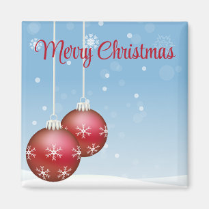 Blue Christmas Flakes With Ornament Magnet