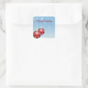 Blue Christmas Flakes With Ornament Square Sticker