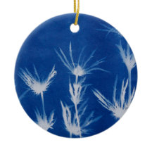 Blue Christmas Floral Ornament
