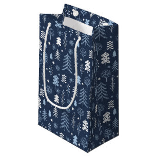 Blue Christmas Forest Small Gift Bag