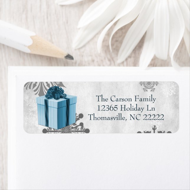 Blue Christmas Gift Address Label Return Address Label (Insitu)