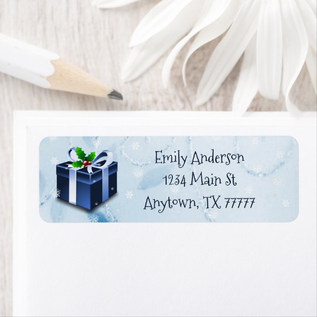Blue Christmas Gift Address Label Return Address Label (Insitu)