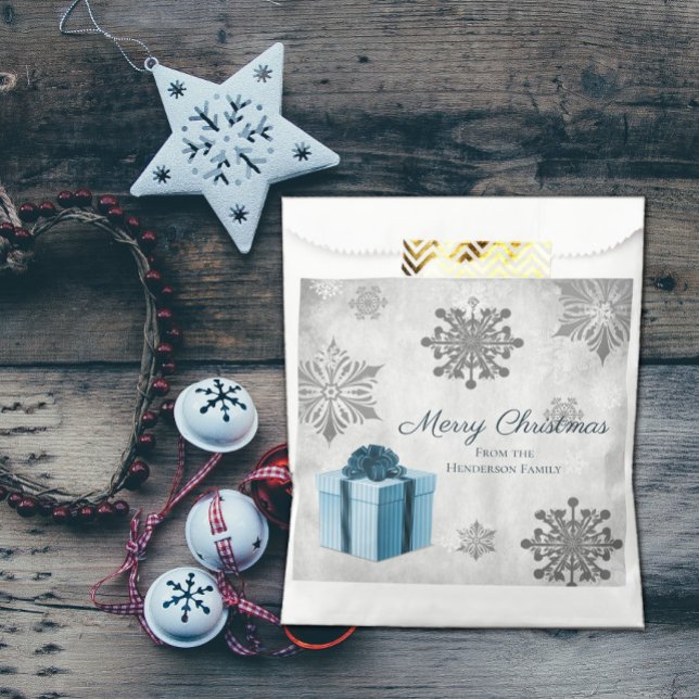 Blue Christmas Gift Favour Bag (Blue Christmas Gift Favor Bag)