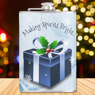 Blue Christmas Gift Flask