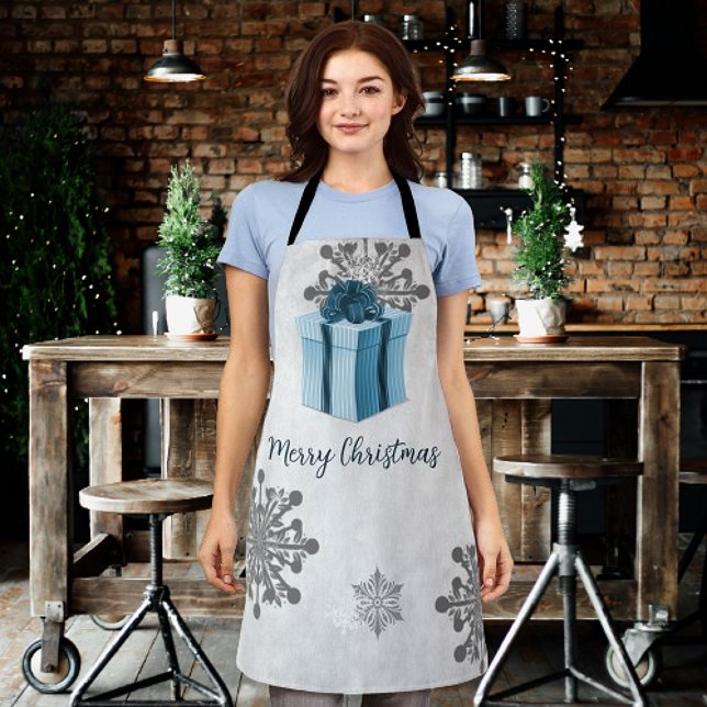 Blue Christmas Gift Holiday Apron (Blue Christmas Gift Holiday Apron)