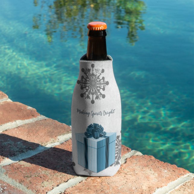 Blue Christmas Gift Holiday Bottle Cooler (In Situ Pool)