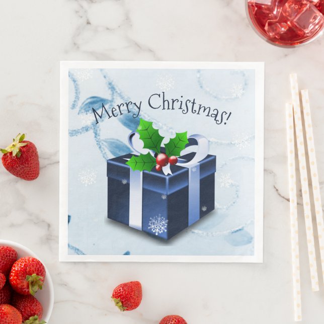 Blue Christmas Gift Paper Napkin (Insitu)