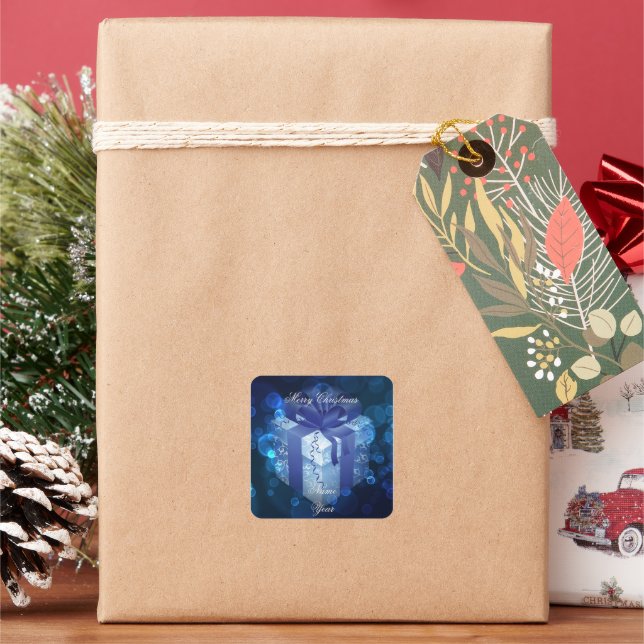 Blue Christmas Gift Sticker (Holiday)