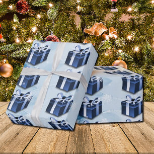 Blue Christmas Gift Wrapping Paper