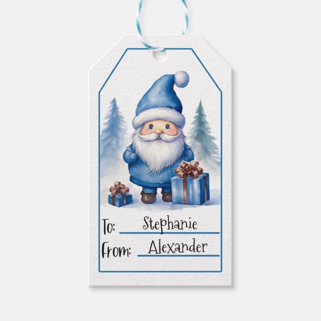 Blue Christmas Gnome (6) Gift Tags (Front)