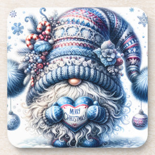 Blue Christmas Gnome Coaster