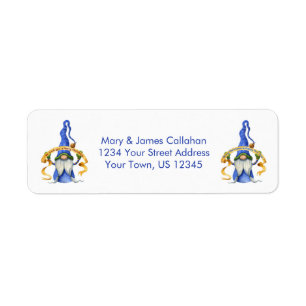 Blue Christmas Gnomes Merry Christmas New Year Return Address Label