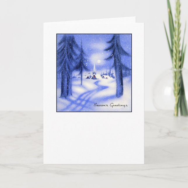 Blue Christmas Holiday Card (Front)