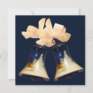 Blue Christmas Jingle Bells Holiday Card