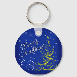 Blue Christmas Key Ring