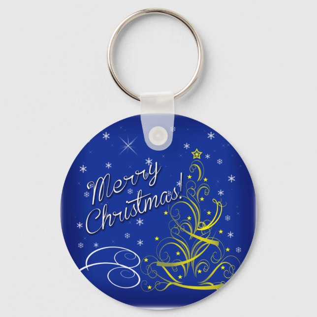 Blue Christmas Key Ring (Front)