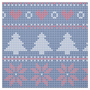 Blue Christmas knitting pattern Fabric