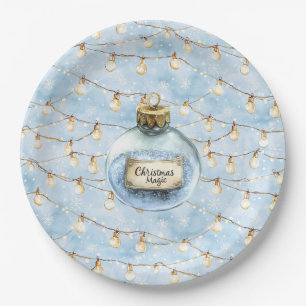 Blue Christmas Magic Ornament Christmas Lights Paper Plate